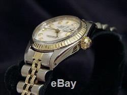 Rolex Datejust Ladies 2Tone 14K Yellow Gold Steel Watch White MOP Diamond 6917