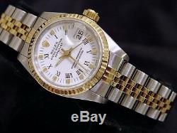 Rolex Datejust Ladies 2Tone 18K Gold & Stainless Steel Watch White Roman 69173