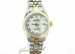 Rolex Datejust Ladies 2Tone 18K Yellow Gold & Steel Watch White Roman Dial 69173