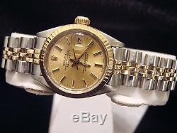 Rolex Datejust Lady 2Tone 14K Gold Stainless Steel Watch Jubilee Champagne 6917