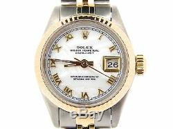 Rolex Datejust Lady 2Tone 14K Yellow Gold Steel Watch White MOP Roman Dial 6917