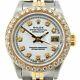 Rolex Datejust Lady 2Tone 18K Gold Steel Watch White Diamond Dial & Bezel 69173