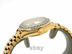 Rolex Datejust Lady President 18K Yellow Gold Watch White MOP Dial Diamond Bezel