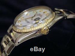Rolex Datejust Men 2tone 18K Gold & Steel Watch White Mother Pearl Diamond 16013