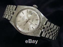 Rolex Datejust Men Stainless Steel 18K White Gold Jubilee Silver Dial Watch 1601