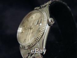 Rolex Datejust Men Stainless Steel 18K White Gold Jubilee Silver Dial Watch 1601