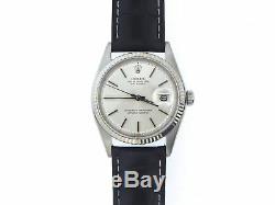 Rolex Datejust Men Stainless Steel & 18K White Gold Watch Silver Dial Black 1601