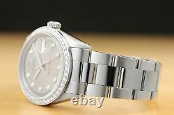 Rolex Datejust Mens 18k White Gold Diamond Stainless Steel Gray Dial Watch