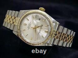 Rolex Datejust Mens 2Tone Gold Stainless Steel Watch Jubilee with Silver Dial 1601