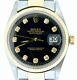Rolex Datejust Mens 2Tone Gold & Stainless Steel with Black Diamond Dial 1601