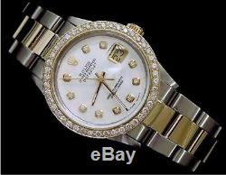 Rolex Datejust Mens 2Tone Yellow Gold & Steel Watch White MOP Diamond 16013