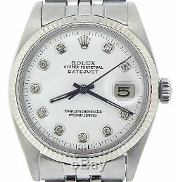Rolex Datejust Mens Stainless Steel 18K Gold Jubilee with White Diamond Dial 1601