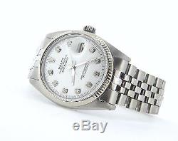 Rolex Datejust Mens Stainless Steel 18K Gold Jubilee with White Diamond Dial 1601
