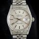 Rolex Datejust Mens Stainless Steel 18K White Gold Jubilee Silver No Holes 16234