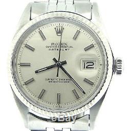 Rolex Datejust Mens Stainless Steel & 18K White Gold Silver with Jubilee Band 1601