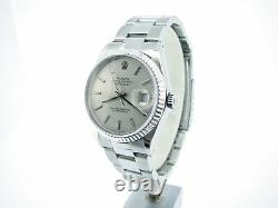 Rolex Datejust Mens Stainless Steel & 18K White Gold Silver with Oyster Band 16234