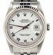 Rolex Datejust Mens Stainless Steel & 18K White Gold with White Roman Dial 16234