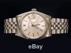 Rolex Datejust Stainless Steel 18K White Gold Watch Silver Jubilee Bracelet 1601