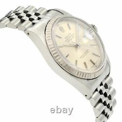 Rolex Datejust Steel 18K White Gold Silver Dial Automatic Mens Watch 16234