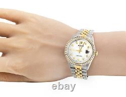 Rolex Datejust Two Tone 18k Gold 36MM Steel Jubilee 16013 Diamond Watch 3.5 Ct
