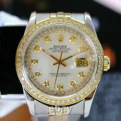 Rolex Datejust Two-tone 36mm White MOP Diamond Dial Diamond Bezel 36mm Watch