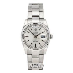 Rolex Day-Date 36 White Gold Silver Dial Oyster Bracelet Mens Watch 118239