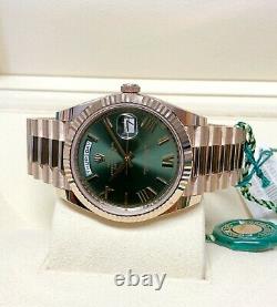 Rolex Day Date 40mm 228235 Rose Gold Green Roman Dial 2019 WITH PAPERS