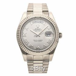Rolex Day-Date II White Gold Rhodium Roman Dial President Bracelet Watch 218239