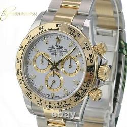Rolex Daytona Mens Two-Tone Watch White Dial Oyster Band 116503 Box and Papers