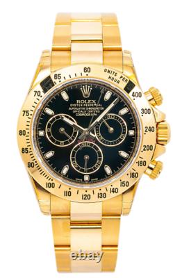 Rolex Daytona Watch 116528 40mm Black Dial With Yellow Gold Bracelet