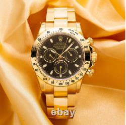 Rolex Daytona Watch 116528 40mm Black Dial With Yellow Gold Bracelet