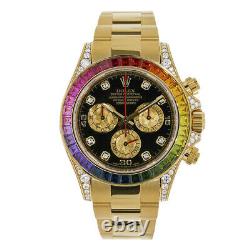 Rolex Daytona Yellow Gold Rainbow Factory Gem Bezel Watch 116598RBOW