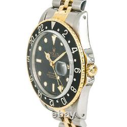 Rolex GMT-Master 16753 Vintage Mens Automatic Watch Black Dial Two Tone 40mm