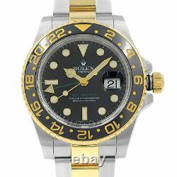 Rolex GMT-Master II Black on Black Steel Yellow Gold Automatic Mens Watch 116713