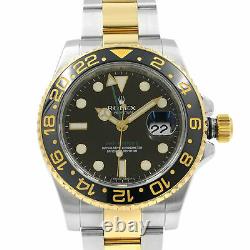 Rolex GMT-Master II Steel 18K Gold Black Dial Automatic Mens Watch 116713LN