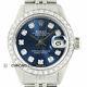 Rolex Ladies Datejust 18K White Gold & Stainless Steel Blue Diamond Dial Watch