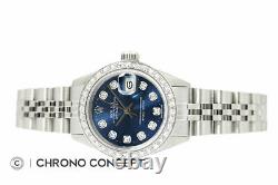 Rolex Ladies Datejust 18K White Gold & Stainless Steel Blue Diamond Dial Watch