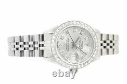 Rolex Ladies Datejust 18K White Gold & Stainless Steel Silver Diamond Dial Watch
