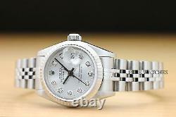 Rolex Ladies Datejust 18k White Gold & Stainless Steel Silver Diamond Dial Watch