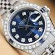 Rolex Ladies Datejust Blue Diamond Dial 18k White Gold & Steel Quickset Watch