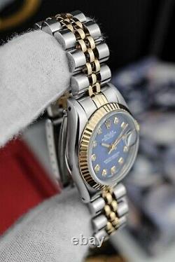 Rolex Ladies Datejust Gold & Steel 26mm Quickset 69173 Box Custom Diamond Dial
