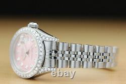 Rolex Ladies Datejust Pink Dial Diamond Bezel & Lugs 18k Gold & Steel Watch