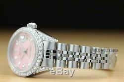 Rolex Ladies Datejust Pink Diamond Dial, Bezel & Lugs 18k White Gold Steel Watch
