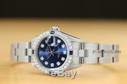 Rolex Ladies Datejust Quickset 18k White Gold Diamond Sapphire & Steel Watch