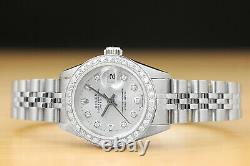 Rolex Ladies Datejust Quickset 18k White Gold Diamond & Steel Silver Dial Watch