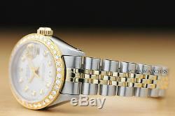 Rolex Ladies Datejust Silver Diamond Dial 18k Yellow Gold & Steel Genuine Watch