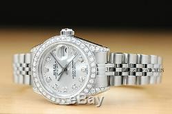 Rolex Ladies Diamond Datejust Quickset 18k White Gold & Stainless Steel Watch