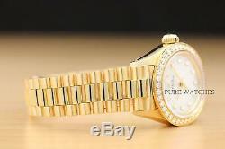 Rolex Ladies Solid 18k Yellow Gold Oyster Perpetual White Mop Diamond Watch