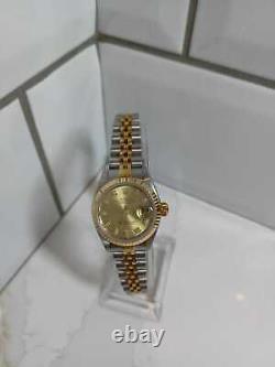 Rolex Lady-Datejust 69173 Champagne Diamond Hour Markers Watch Only