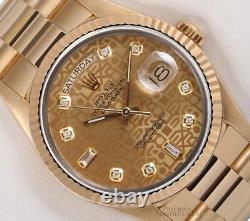 Rolex Men Day-Date 18038 President 36mm 18k Gold Watch-Gold Jubilee Diamond Dial